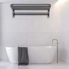 Κρεμάστρα – ραφιέρα μπάνιου επιτοίχια 6 θέσεων 58Χ21,5Χ15,5 εκ. από μέταλλο και αλουμίνιο-51371