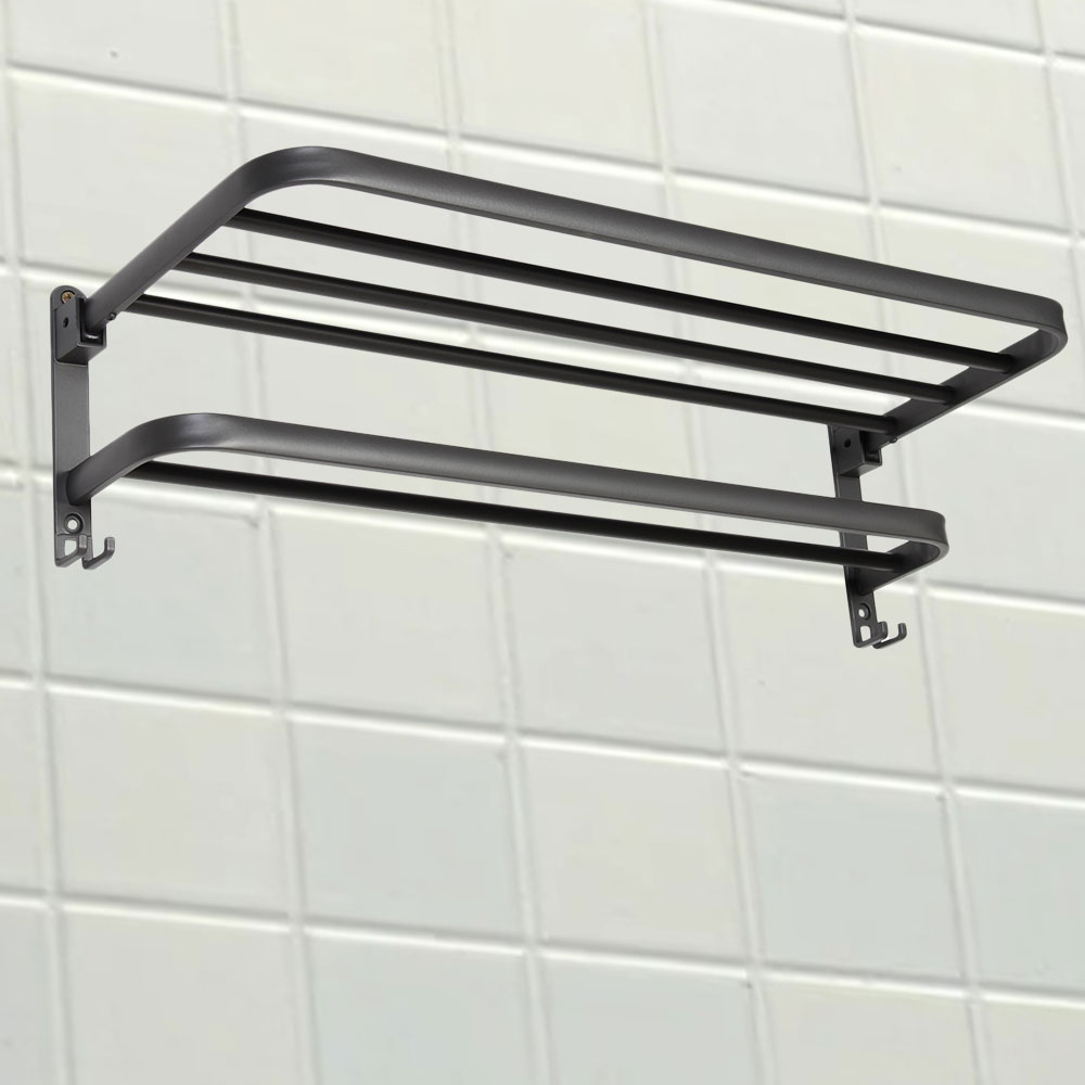 Κρεμάστρα – ραφιέρα μπάνιου επιτοίχια 6 θέσεων 58Χ21,5Χ15,5 εκ. από μέταλλο και αλουμίνιο-51371