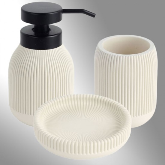 Bathroom Accessory Set 3pcs Ecru