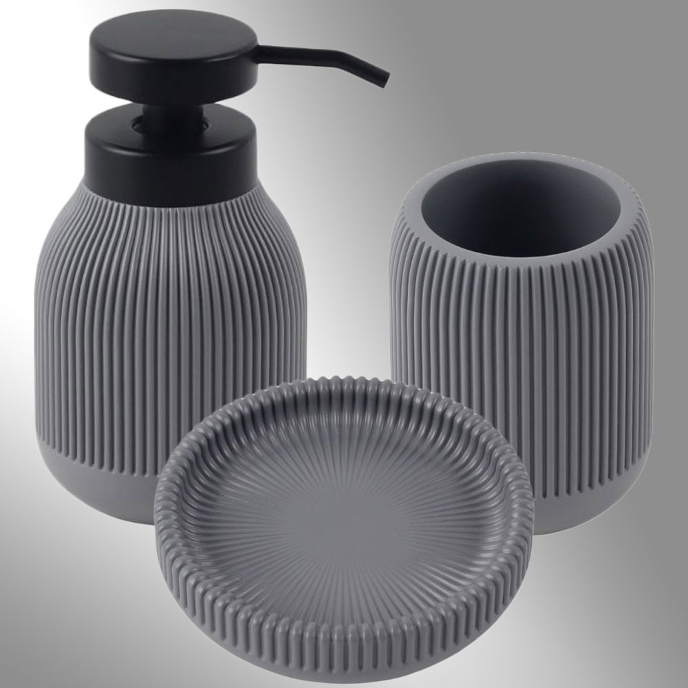 Bathroom Accessory Set 3pcs Grey-7334GREY