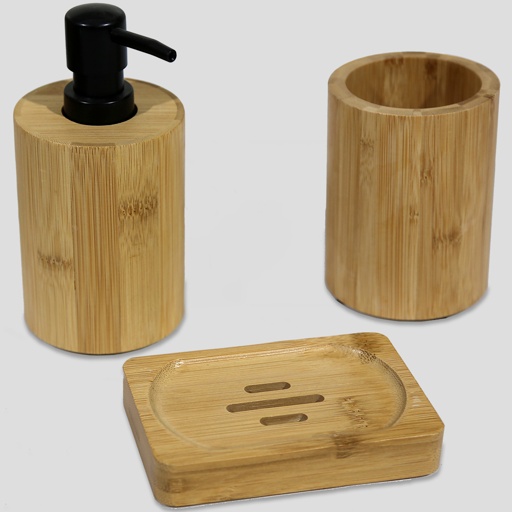 Bathroom Accessory Set SL702 3pcs Bamboo