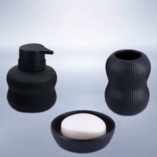 Bathroom Accessory Set SL8297 3pcs Stoneware Black