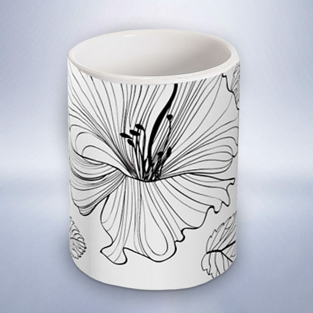 Toothbrush Holder WhiteFlower 7,6x7,6x10,9cm-8144