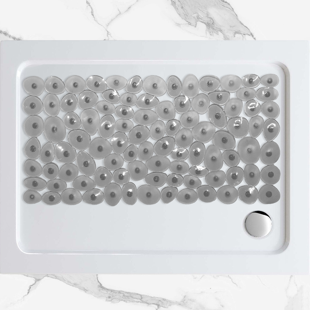 Semi-transparent Non-Slip Bath Mat WetPebbles Grey 40x70cm-1700123GREY