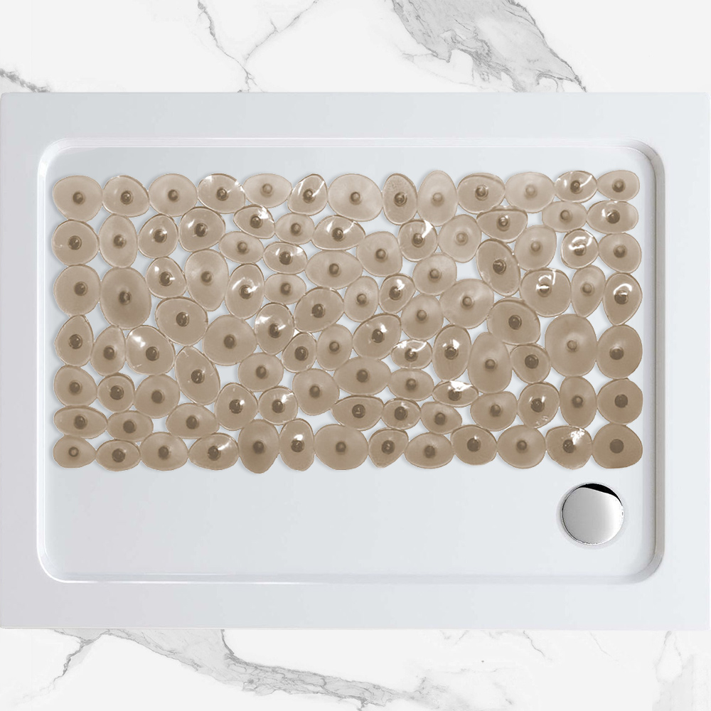 Semi-transparent Non-Slip Bath Mat WetPebbles Brown 40x70cm-1700123BROWN