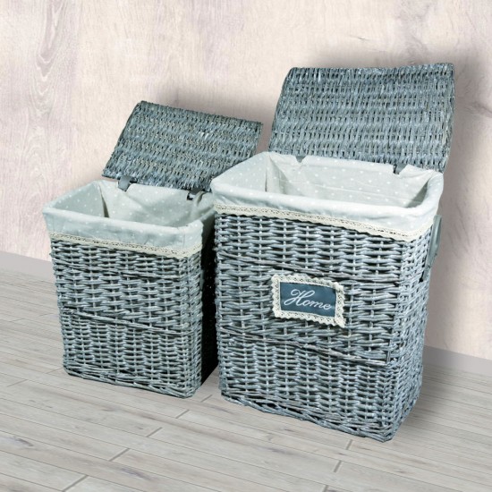 Laundry Basket Set, 2pcs SL8002 45X33X54cm-37X26X45cm