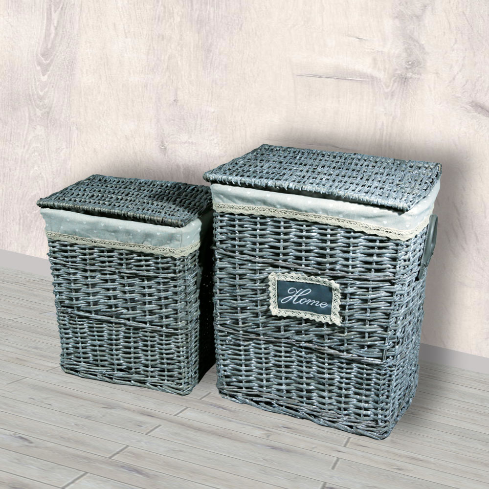 Laundry Basket Set, 2pcs SL8002 45X33X54cm-37X26X45cm-8068C