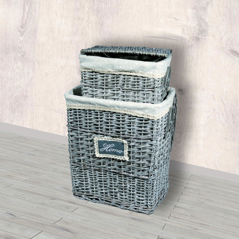 Laundry Basket Set, 2pcs SL8002 45X33X54cm-37X26X45cm-8068C