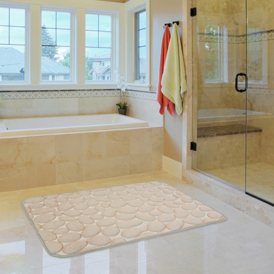 Bath Mat Memory Foam Beige 50x80cm
