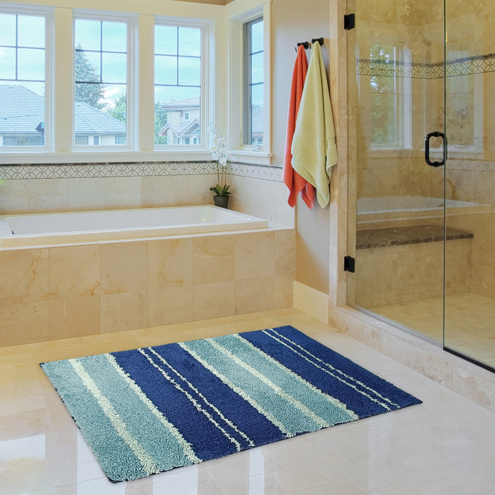 ΠΑΤΑΚΙ ΜΠΑΝΙΟΥ HORIZON LINES ΜΠΛΕ 50X80