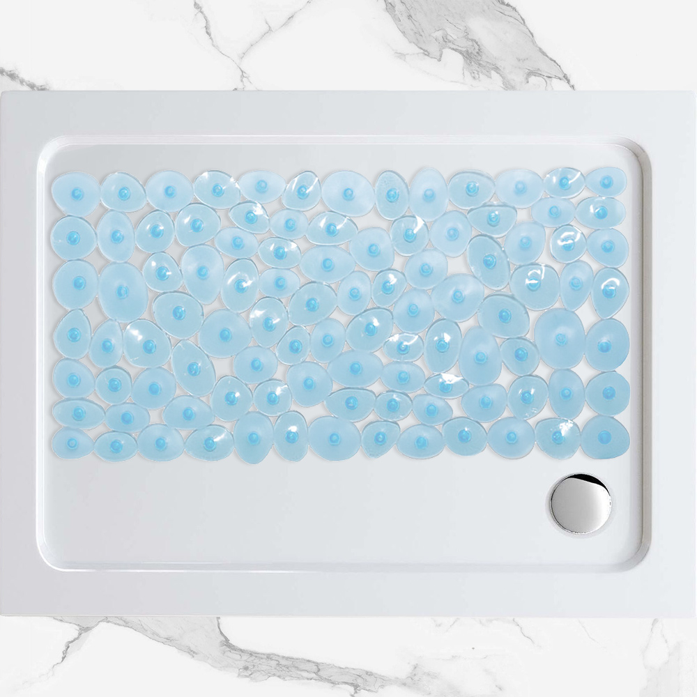 Semi-transparent Non-Slip Bath Mat WetPebbles LightBlue 40x70cm-1700123LIGHTBLUE