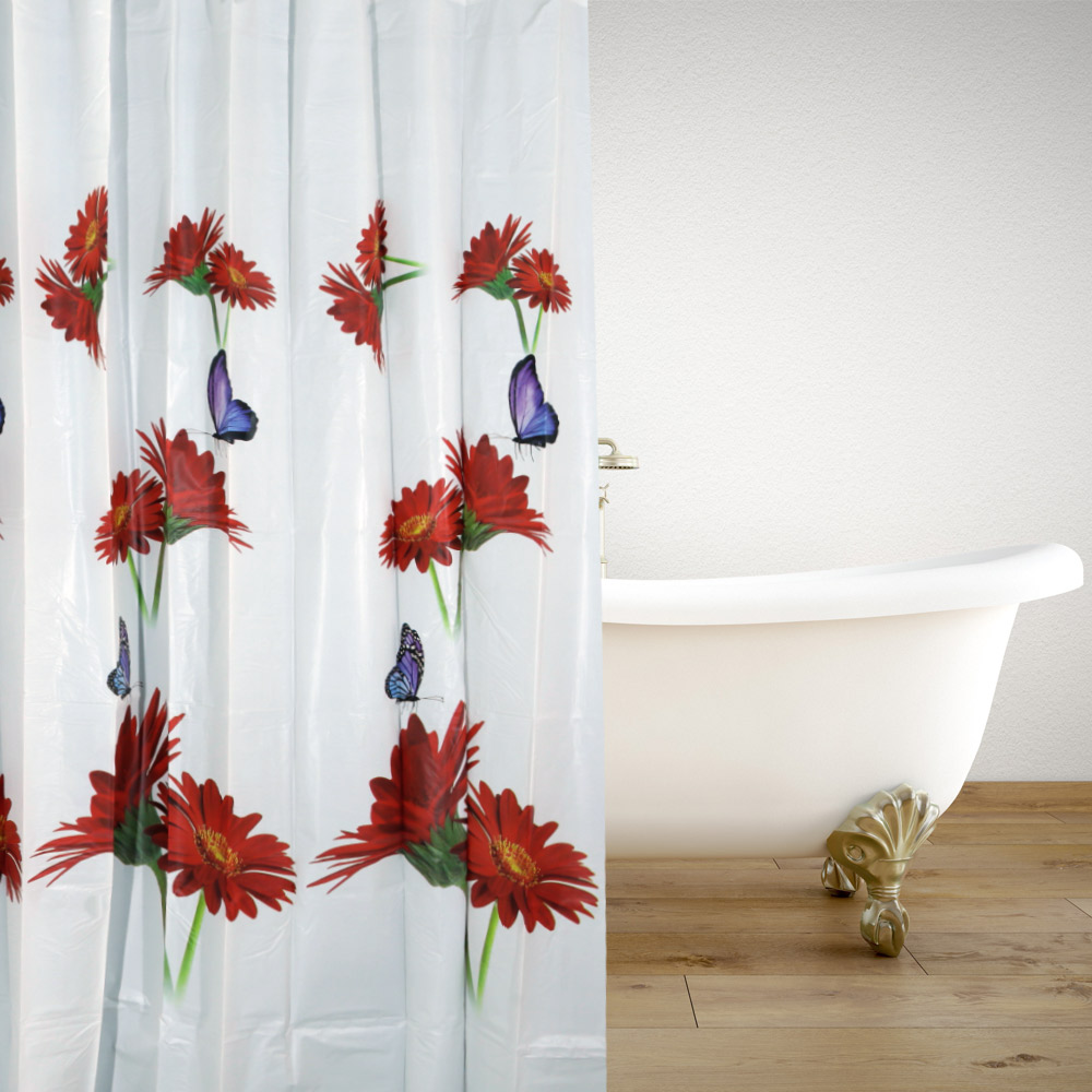 Shower Curtain Peva RedMargaritas 180(L)x180(H) (Plastic)