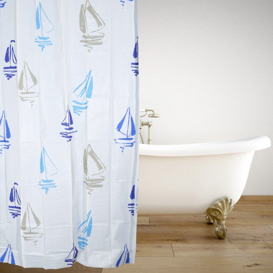 ΚΟΥΡΤΙΝΑ ΜΠΑΝΙΟΥ ΠΛΑΣΤΙΚΗ PEVA SAILINGBOATS 180(Μ)X180(Υ)