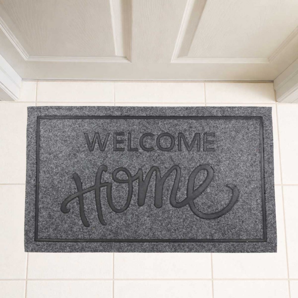 Coir Doormat Home Script Grey 45X75-9389GREY