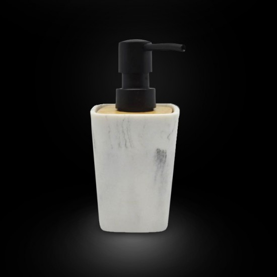 Dispenser Marble with Bamboo SL144 White 7,5x7.5x16cm