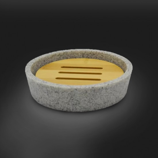 Soap Dish Polyester with Bamboo SL423 Grey
