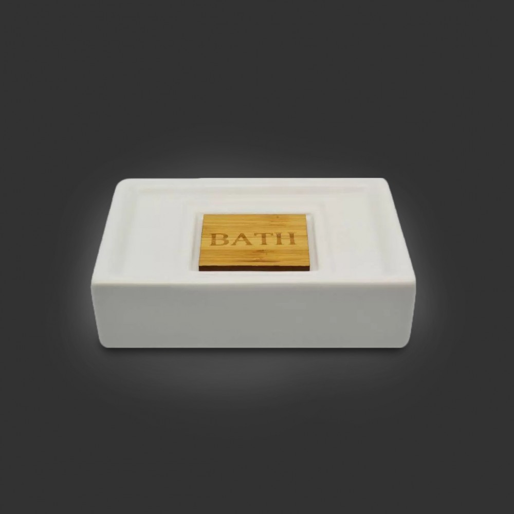 Soap Holder SL223 White/Bamboo