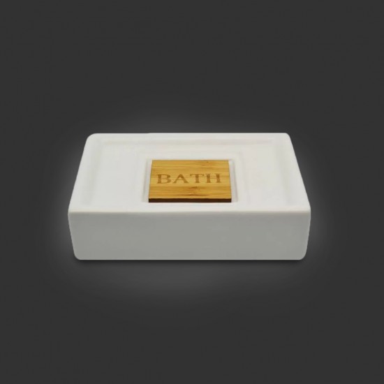 Soap Holder SL223 White/Bamboo