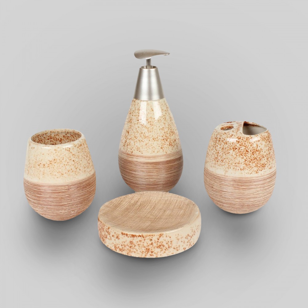 Bathroom Accessory Set SL103 4pcs Beige/Brown