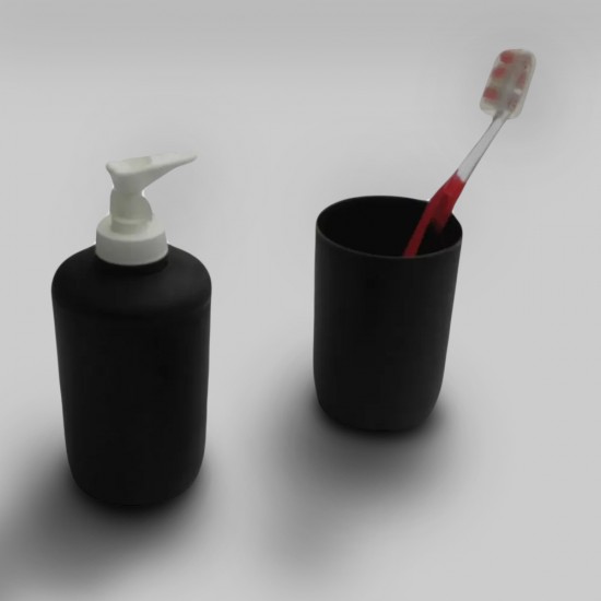 Bathroom Accessory Set Solid 2pcs. Black