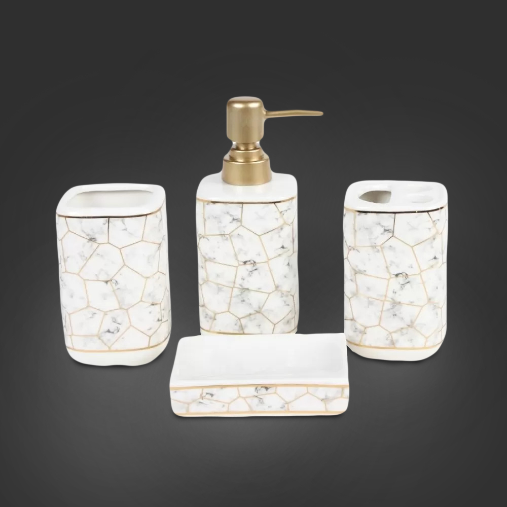 Bathroom Accessory Set Day SL124 4pcs, Stone White