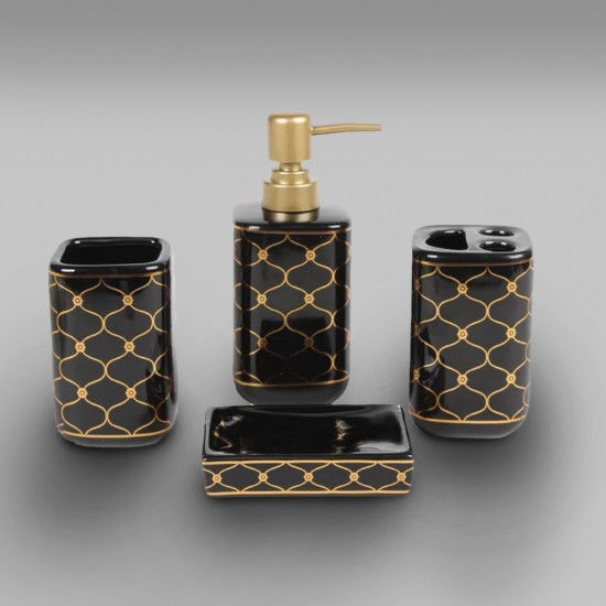 Bathroom Accessory Set SL200 4pcs Black-Gold