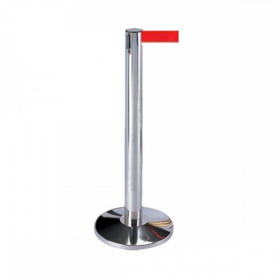 Silver Crowd Control Pillar SL981 with Retractable Red Band