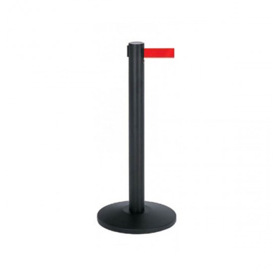 Black Crowd Control Pillar SL982 with Retractable Red Band