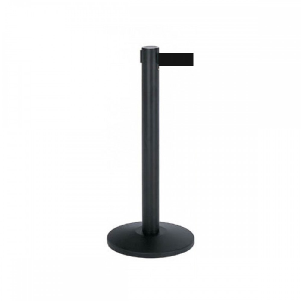 Black Crowd Control Pillar SL982 with Retractable Black Band