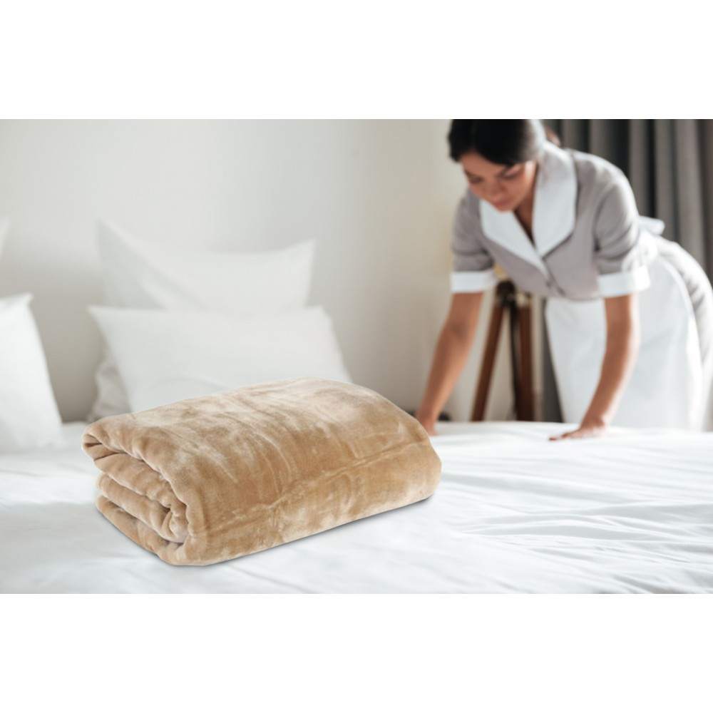 Beige Velour Blanket 160x220cm