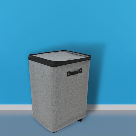 Fabric Laundry Hamper With Wheels Grey 40x33x60cm
