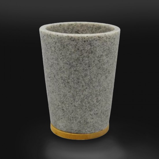 Toothbrush Holder SL423 Polyester with Bamboo, Grey 9,5x7,5x7,5cm
