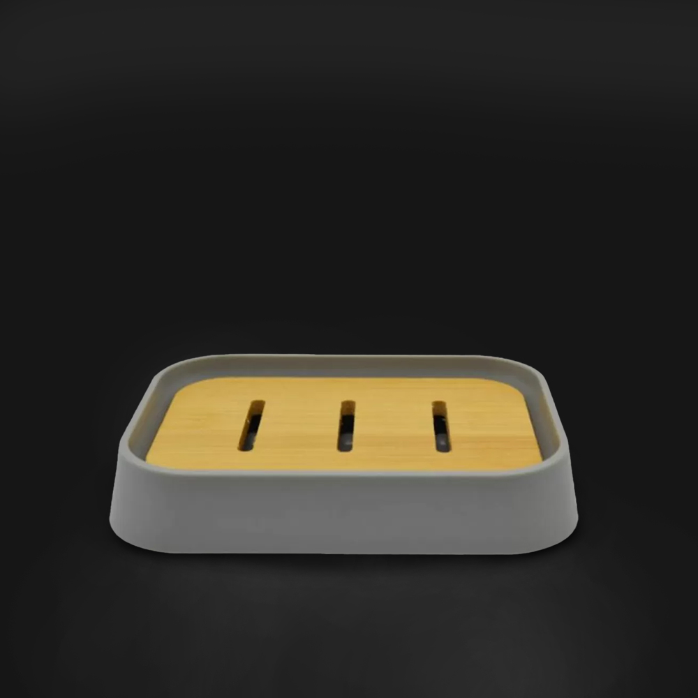 Soap Dish SL813 Grey with Bamboo 12x9x2,5cm