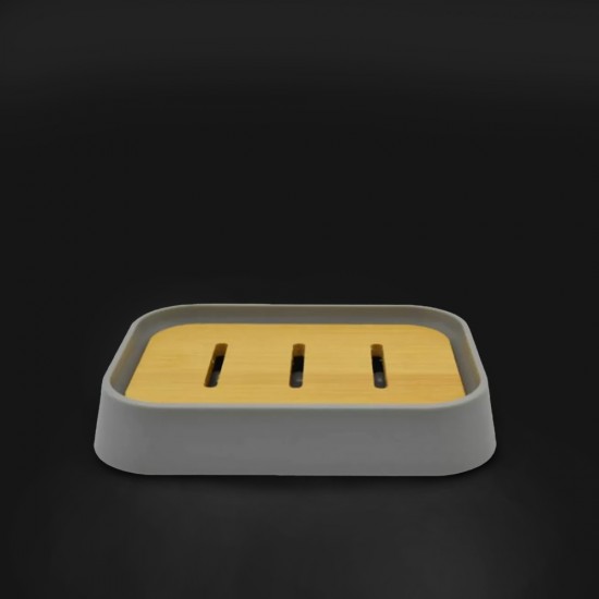 Soap Dish SL813 Grey with Bamboo 12x9x2,5cm