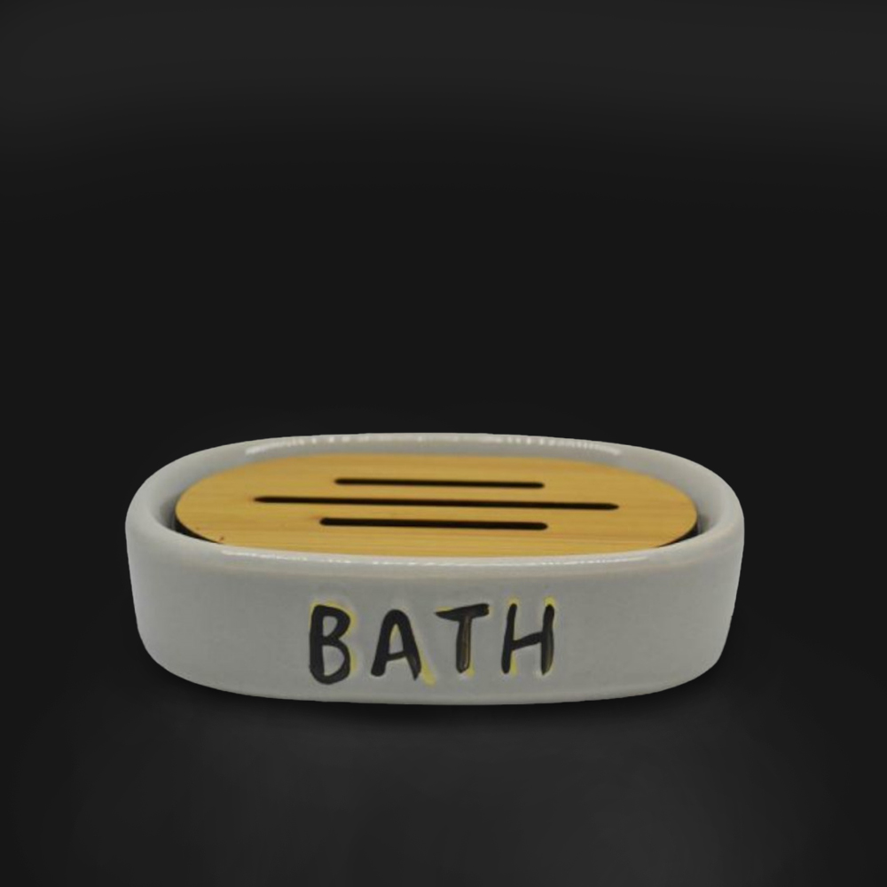 ΣΑΠOYNOΘΗΚΗ BATH  SL143 ΓΚΡΙ ΜΕ ΜΠΑΜΠΟY 13.7X9.7X3