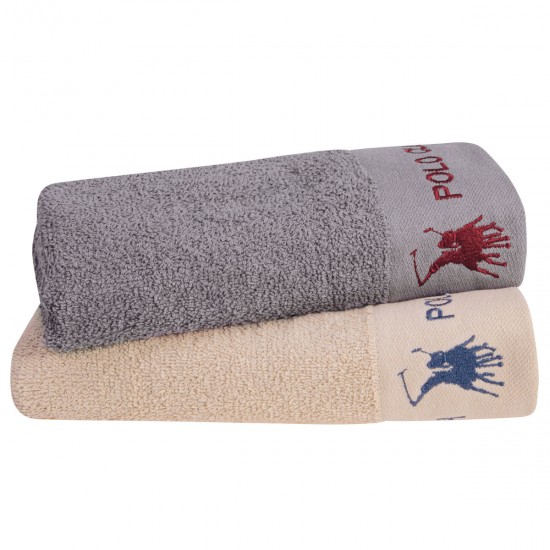Polo Club Towel Set GP308 2pcs Grey-Ecru