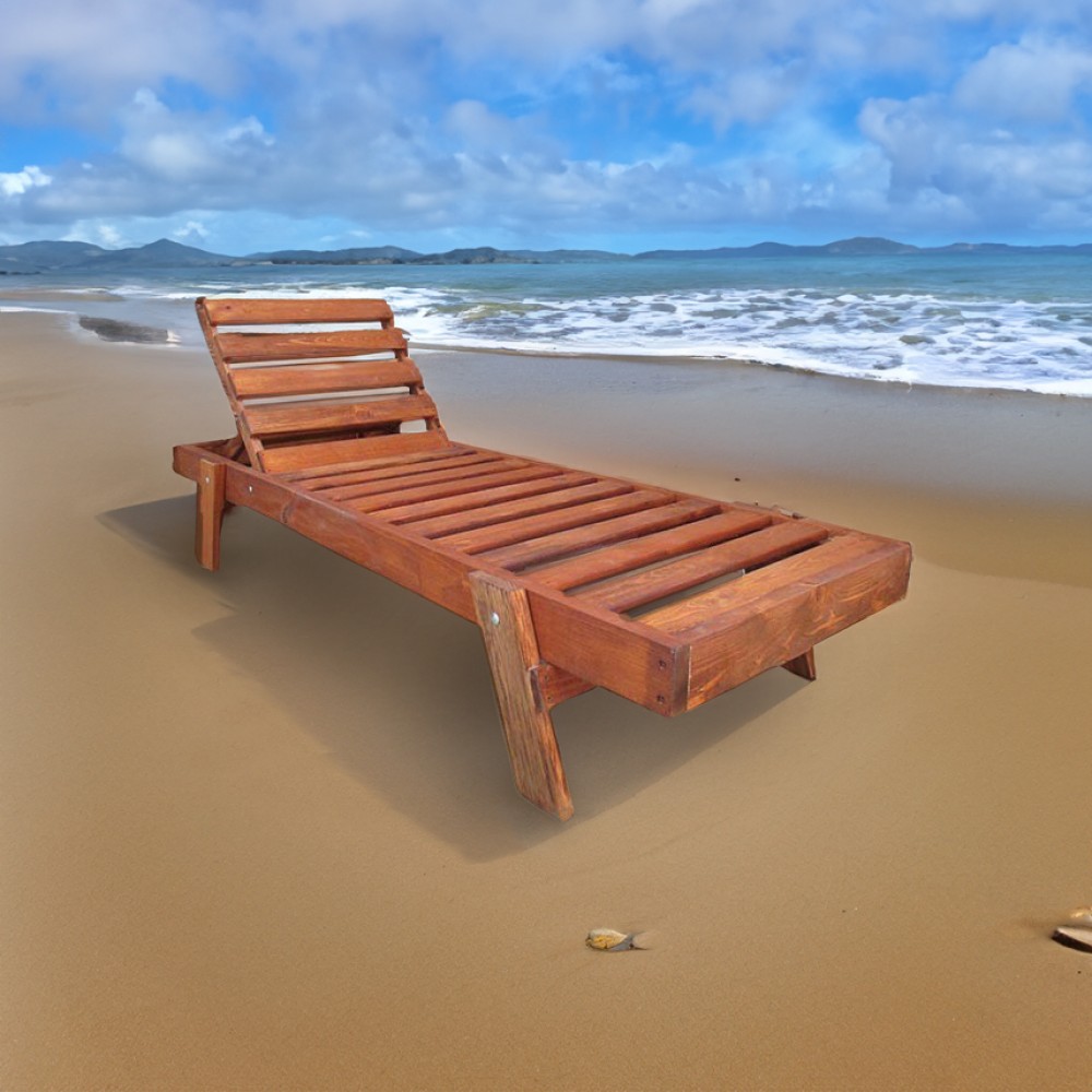 Wooden Deckchair Pinewooden 61(w)x194(l)x30(h)
