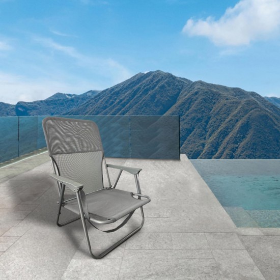 ΚΑΡΕΚΛΑ ΠΑΡΑΛΙΑΣ ΜΕΤΑΛΛΙΚΗ SL102 ΓΚΡΙ 58(Π)Χ53(Μ)Χ70(Υ)