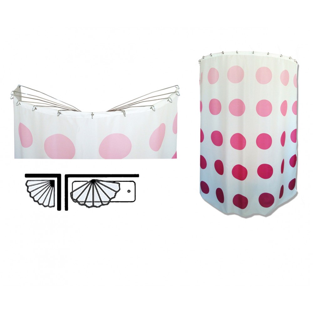 Foldable Wall Mounted Shower Curtain Rod Umbrella 95cm, 12 Rails