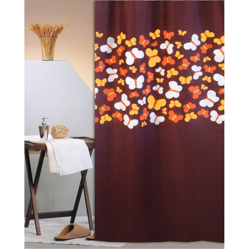 Shower Curtain Butterflies 180(L)x180(H) Brown