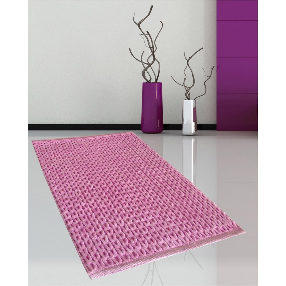 Bath Mat #2335 Cotton Chenille Pink 70x120cm