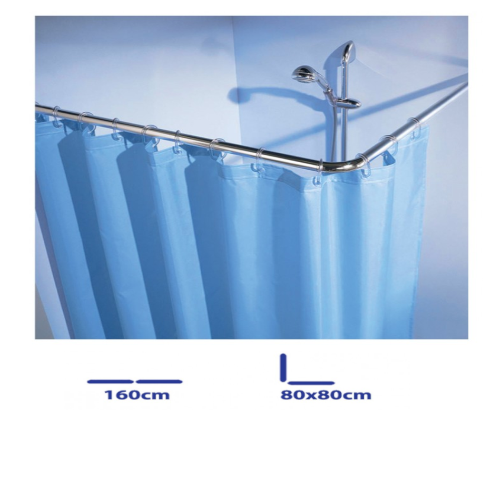 Corner Shower Curtain Rod 80x80cm Chrome, Heavy Duty